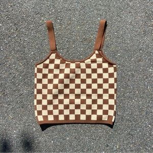 Knit checkered tank
